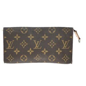 LOUIS VUITTON LV Logo Bucket GM Pouch Bag Monogram Leather Brown Gold